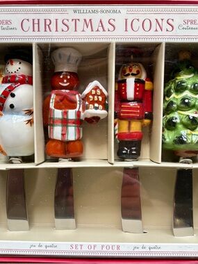 Williams Sonoma Christmas Icons Holiday Spreader Set - Red, Green, White, Brown
